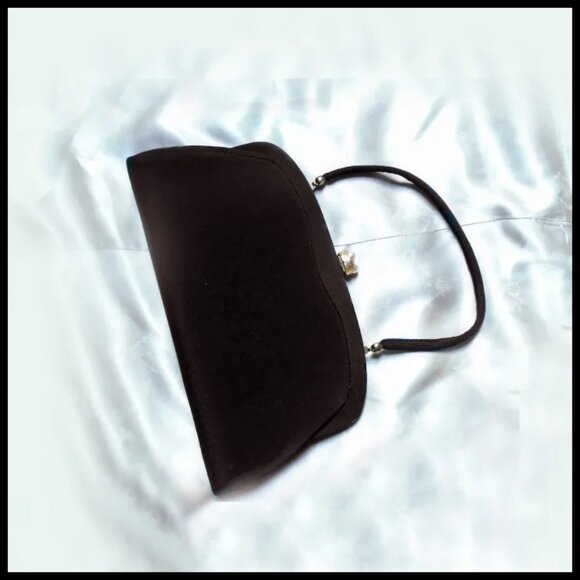 Vintage Convertible Evening Clutch, Deadstock Black Purse - Picture 3 of 13